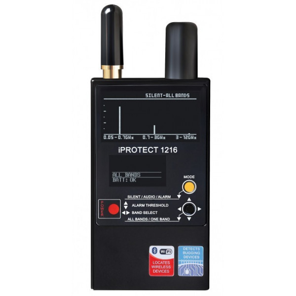 Professioneller drahtloser Signaldetektor iProtect 1216 mit OLED-Display